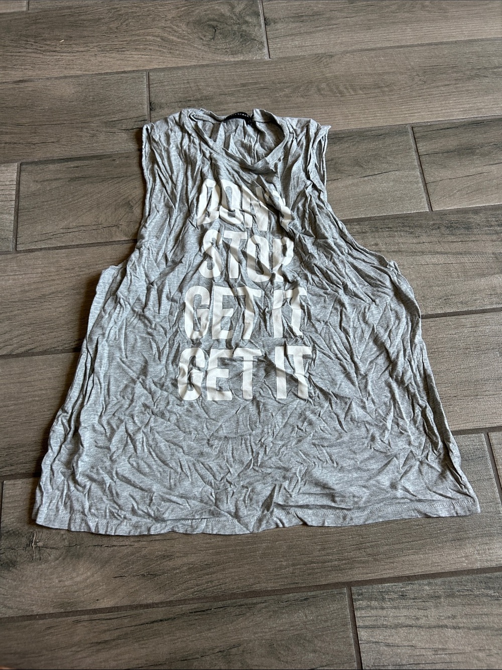 Stylestalker Gray Graphic Muscle Tank with White Text